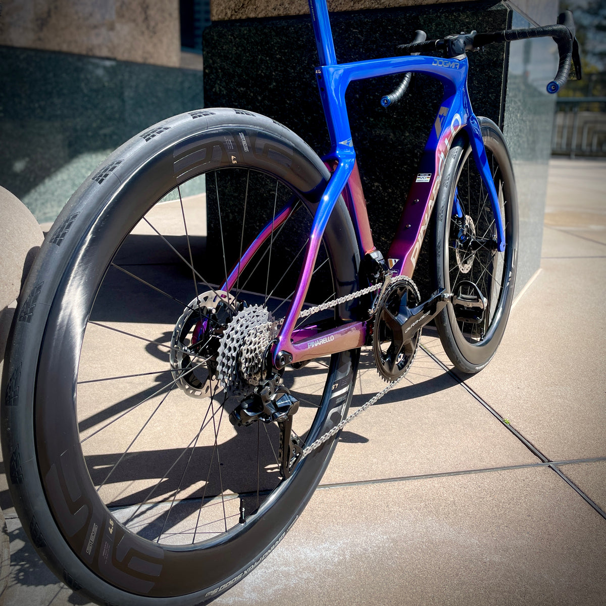 Pinarello Dogma F in blue, built at In Velo Veritas in Old Sacramento