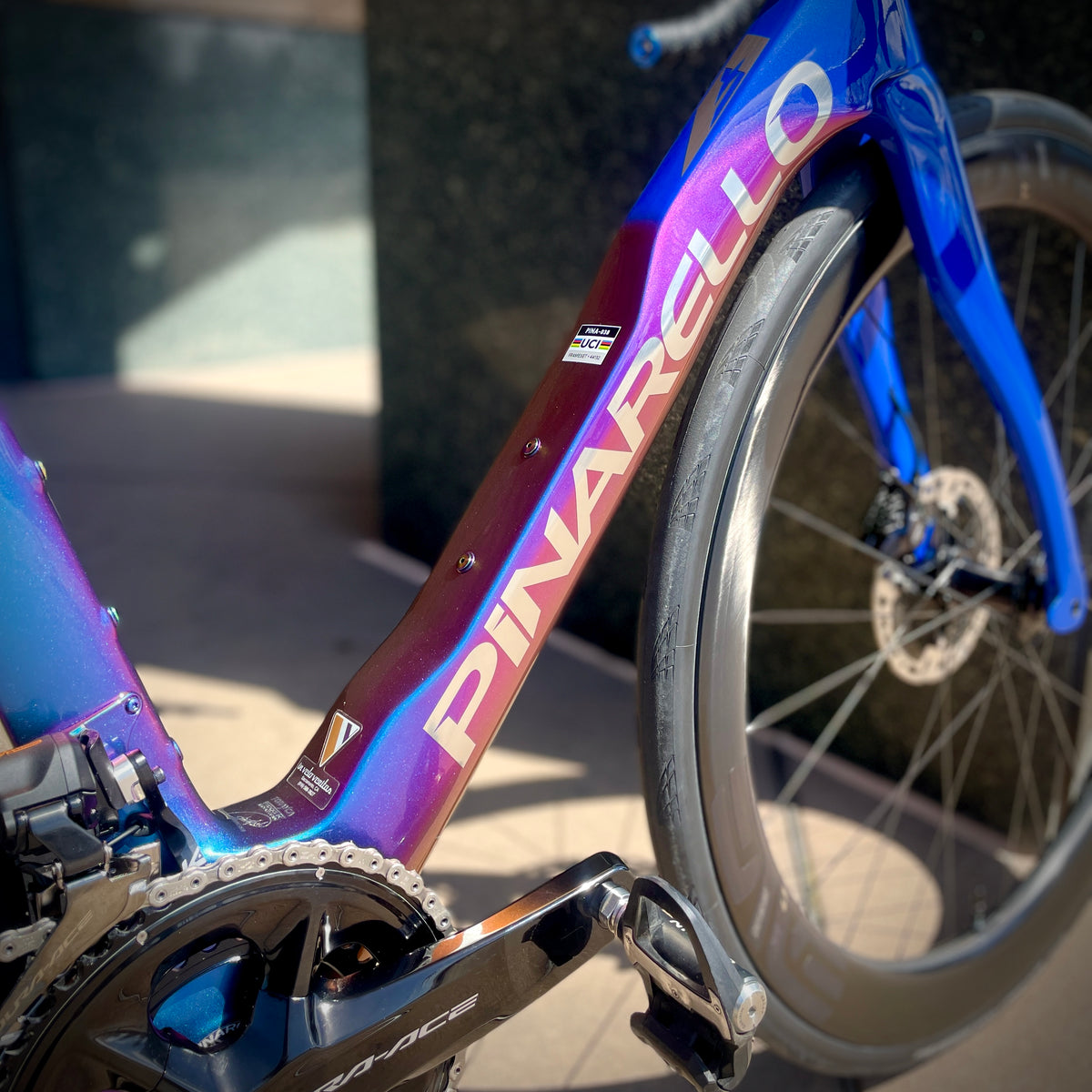 Pinarello Dogma F in blue, built at In Velo Veritas in Old Sacramento