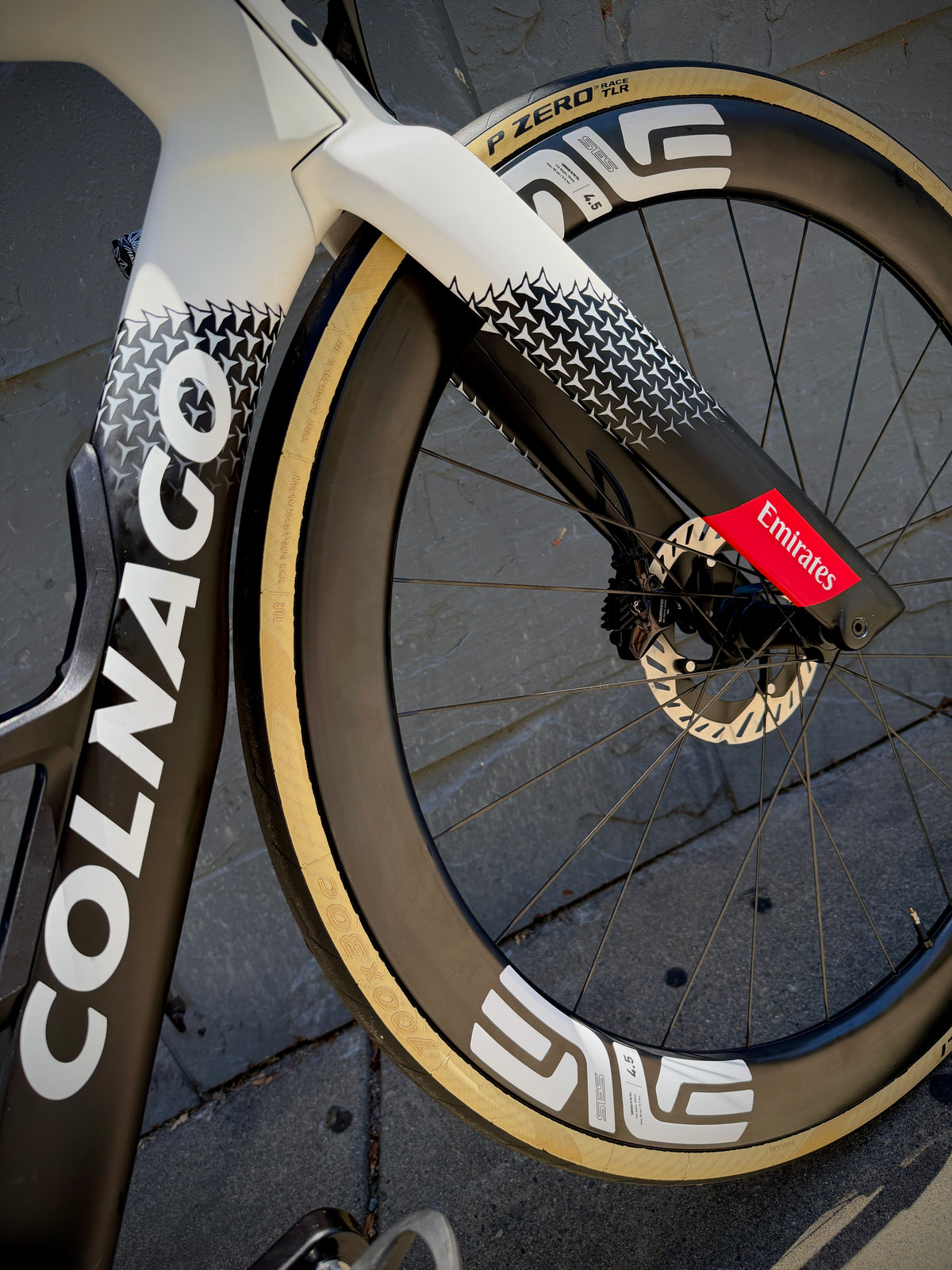 Colnago Y1Rs in the UAE livery, built at In Velo Veritas in Old Sacramento