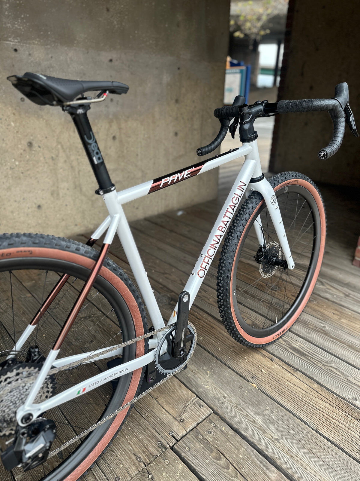 Battaglin Pavé in white and bronze chrome, built at In Velo Veritas in Old Sacramento
