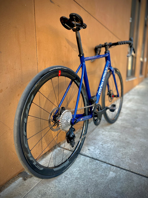 Battaglin Siena in blue, built at In Velo Veritas in Old Sacramento